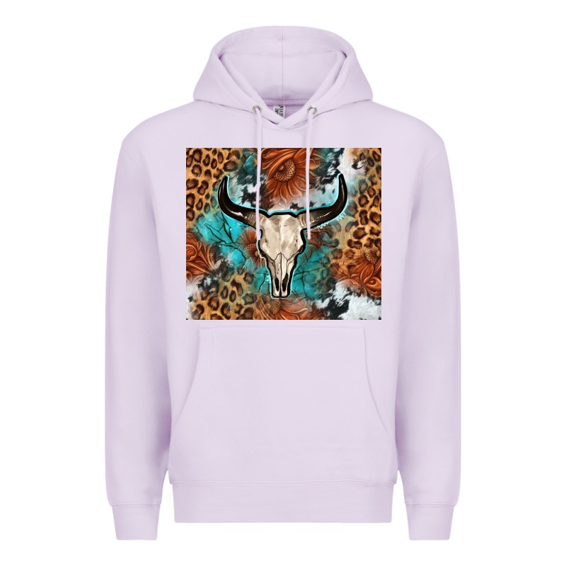 Western With Bull Skull Premium Hoodie by NancyCooperArtShop | Teevron