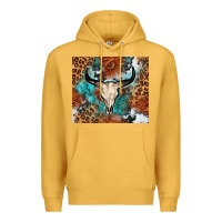 Mustard Western with bull skull Premium Hoodie - NancyCooperArtShop