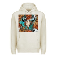 Oatmeal Heather Western with bull skull Premium Hoodie - NancyCooperArtShop