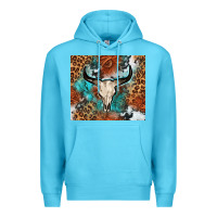 Ocean Blue Western with bull skull Premium Hoodie - NancyCooperArtShop