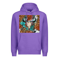 Purple Western with bull skull Premium Hoodie - NancyCooperArtShop