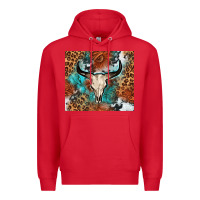 Red Western with bull skull Premium Hoodie - NancyCooperArtShop