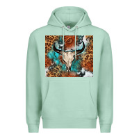 Seafoam Western with bull skull Premium Hoodie - NancyCooperArtShop