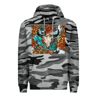 Slate Camo Western with bull skull Premium Hoodie - NancyCooperArtShop