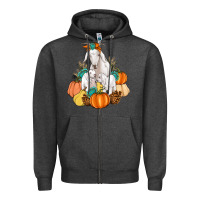 Charcoal Heather Goat family fall pumpkins gemstone Zipper Hoodie - Artiststas