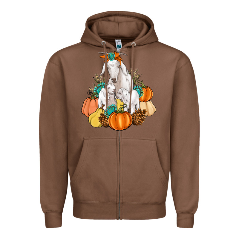 Goat Family Fall Pumpkins Gemstone Zipper Hoodie by Artiststas | Teevron