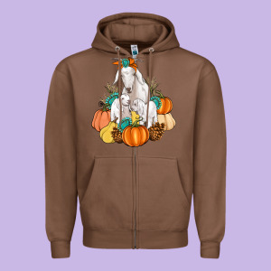 Goat Family Fall Pumpkins Gemstone Zipper Hoodie Designed By Artiststas