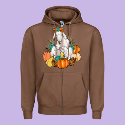 Goat Family Fall Pumpkins Gemstone Zipper Hoodie Designed By Artiststas