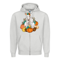 Dove Grey Goat family fall pumpkins gemstone Zipper Hoodie - Artiststas