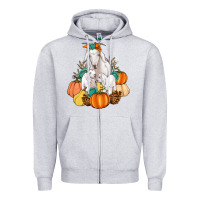 Heather Grey Goat family fall pumpkins gemstone Zipper Hoodie - Artiststas