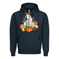 Navy Goat family fall pumpkins gemstone Zipper Hoodie - Artiststas