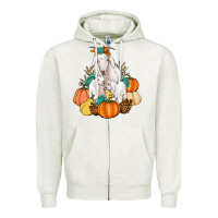 Oatmeal Heather Goat family fall pumpkins gemstone Zipper Hoodie - Artiststas