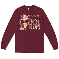 Burgundy baseball mom coffee Long Sleeve Tee - RacoonDesign