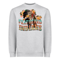 Heather Grey feathered indians Heavyweight Sweatshirt - texasbilliewilder