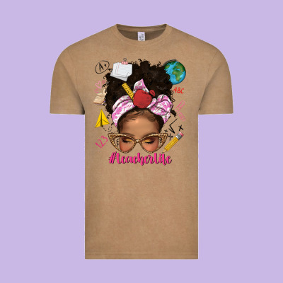 Afro Messy Bun Teacherlife Vintage Tee Designed By Texasbilliewilder