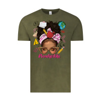 Vintage Olive afro messy bun teacherlife Vintage Tee - texasbilliewilder