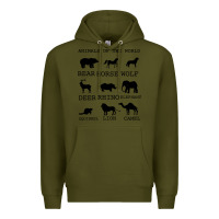 Army Green Anımals Of The World Premium Hoodie - Bettercallsaul