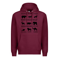 Burgundy Anımals Of The World Premium Hoodie - Bettercallsaul