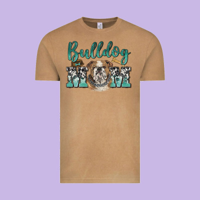 Bulldog Mom Vintage Tee Designed By Barkaloodesign