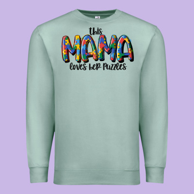 This Mama Loves Her Puzzle Premium Sweatshirt Designed By Maliassmallbusiness