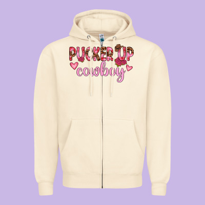 Pucker Up Cowboy Zipper Hoodie Designed By Jahusdesignshop