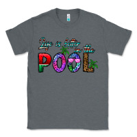 Charcoal Heather life is better İn the pool Classic Tee - CowhideDigitalArt