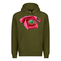 Army Green pink telephone Premium Hoodie - AdoDesignShop
