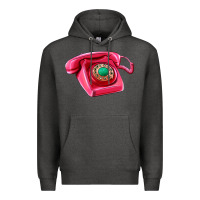 Charcoal Heather pink telephone Premium Hoodie - AdoDesignShop