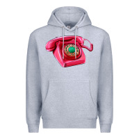 Heather Grey pink telephone Premium Hoodie - AdoDesignShop