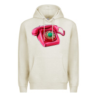 Oatmeal Heather pink telephone Premium Hoodie - AdoDesignShop