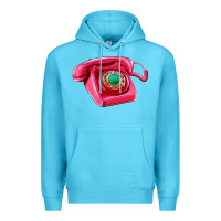 Ocean Blue pink telephone Premium Hoodie - AdoDesignShop