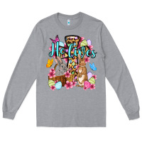 Heather Grey Easter Day He lives Long Sleeve Tee - OliviaCreatesArt