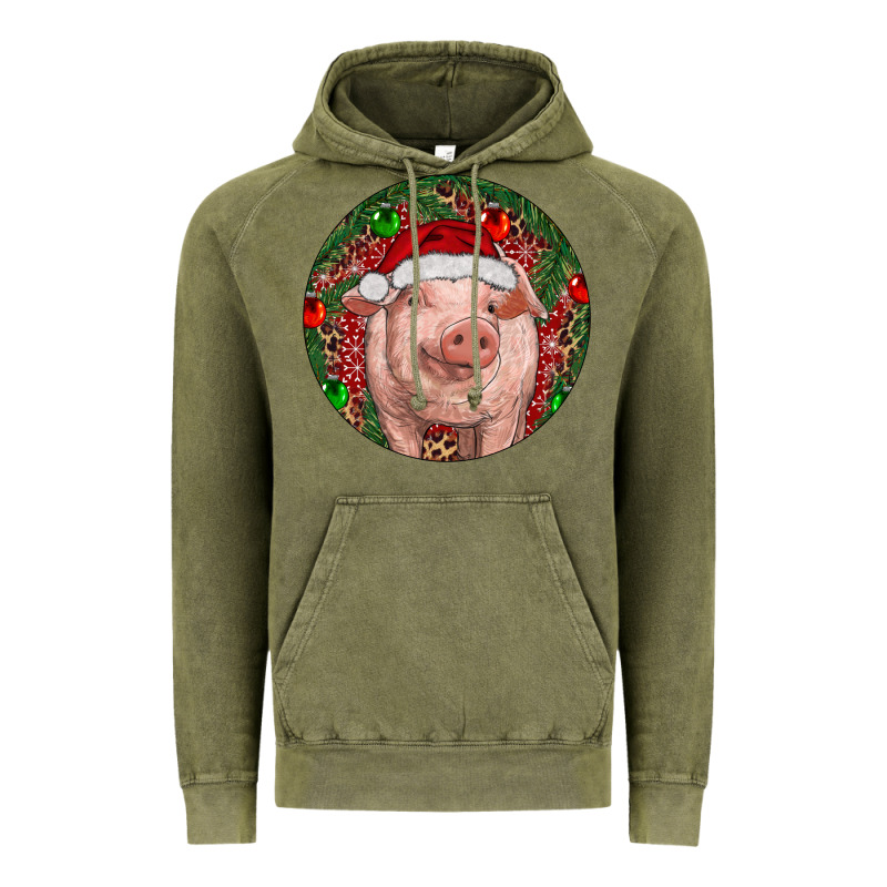 Pig Christmas Vintage Hoodie by RanaPortraitStore | Teevron