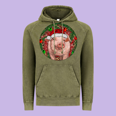 Vintage Hoodie Pig Christmas