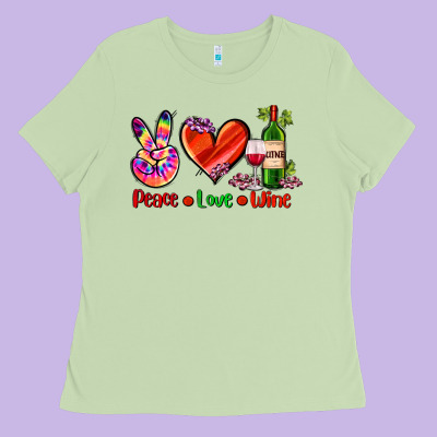 Peace Love Wine Ladies Tee Designed By Adodesignshop