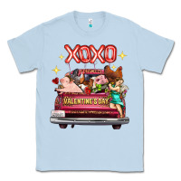Dusty Blue valentine's day truck farm animals cupid xoxo Classic Tee - FaDigitalArtStudio