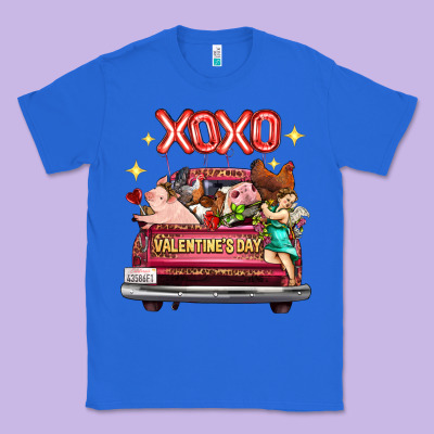 Valentine's Day Truck Farm Animals Cupid Xoxo Classic Tee Designed By Fadigitalartstudio