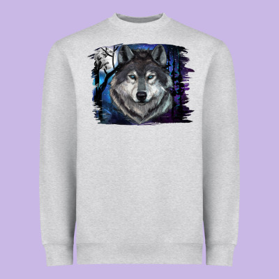 Heavyweight Sweatshirt Wolf And Full Moon