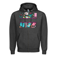 Charcoal Heather nurse elements with costom name Zipper Hoodie - AdoDesignShop