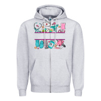 Heather Grey nurse elements with costom name Zipper Hoodie - AdoDesignShop