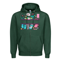 Sports Green nurse elements with costom name Zipper Hoodie - AdoDesignShop