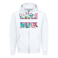 White nurse elements with costom name Zipper Hoodie - AdoDesignShop