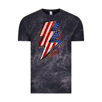 Cloud Black leopard american flag lightning bolt Vintage Tee - Zillion Design Studio