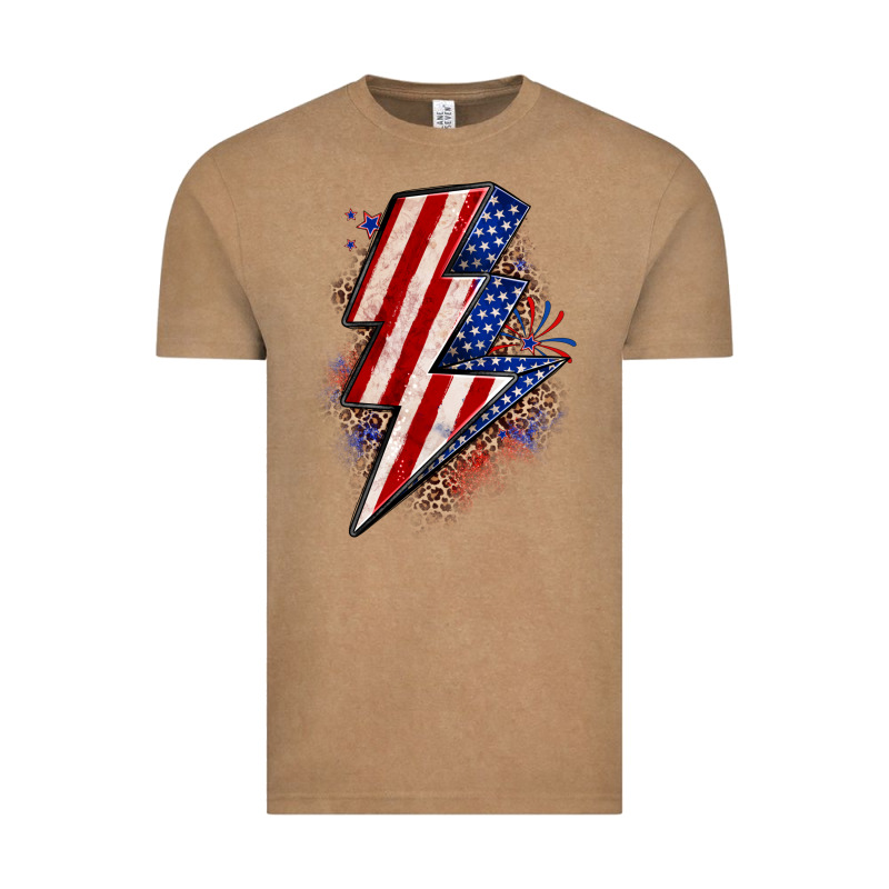 Leopard American Flag Lightning Bolt Vintage Tee by Zillion Design Studio | Teevron