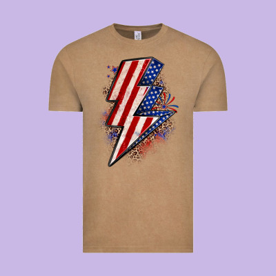 Leopard American Flag Lightning Bolt Vintage Tee Designed By Zillion Design Studio