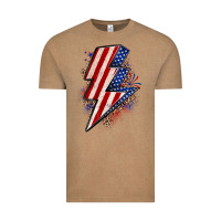 Vintage Coffee leopard american flag lightning bolt Vintage Tee - Zillion Design Studio