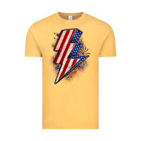 Vintage Mustard leopard american flag lightning bolt Vintage Tee - Zillion Design Studio