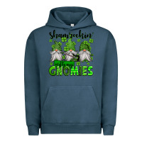 Pigment Midnight Navy shamrockin' with my gnomies st patrick's day Urban Hoodie - Jasminsmagicworld