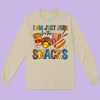 I Am Just Here For The Snacks Long Sleeve Tee Designed By Adodesignshop