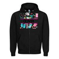 Black nurse elements with costom name Zipper Hoodie - AdoDesignShop